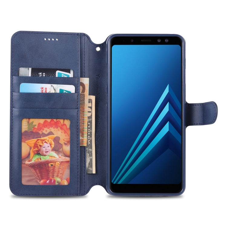 For Galaxy A8 Plus 2018 AZNS Calf Texture Magnetic Horizontal Flip PU Leather Case with Holder & Card Slots & Photo Frame