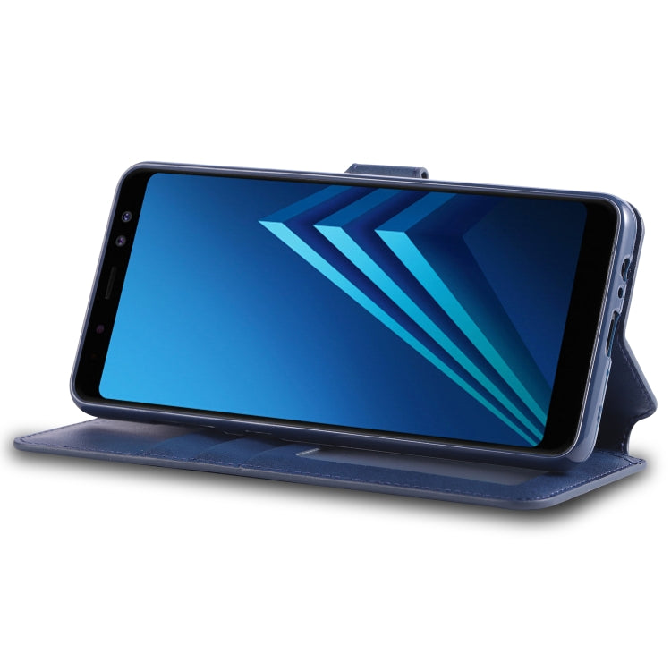 For Galaxy A8 Plus 2018 AZNS Calf Texture Magnetic Horizontal Flip PU Leather Case with Holder & Card Slots & Photo Frame