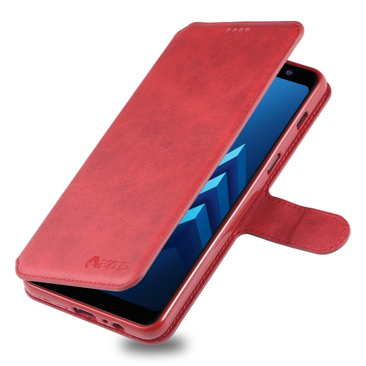 For Galaxy A8 Plus 2018 AZNS Calf Texture Magnetic Horizontal Flip PU Leather Case with Holder & Card Slots & Photo Frame