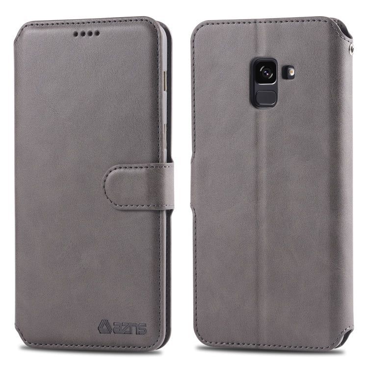For Galaxy A8 Plus 2018 AZNS Calf Texture Magnetic Horizontal Flip PU Leather Case with Holder & Card Slots & Photo Frame