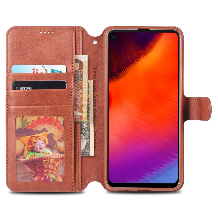 For Galaxy A8s AZNS Calf Texture Magnetic Horizontal Flip PU Leather Case with Holder & Card Slots & Photo Frame