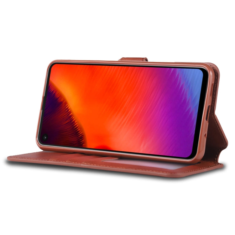 For Galaxy A8s AZNS Calf Texture Magnetic Horizontal Flip PU Leather Case with Holder & Card Slots & Photo Frame