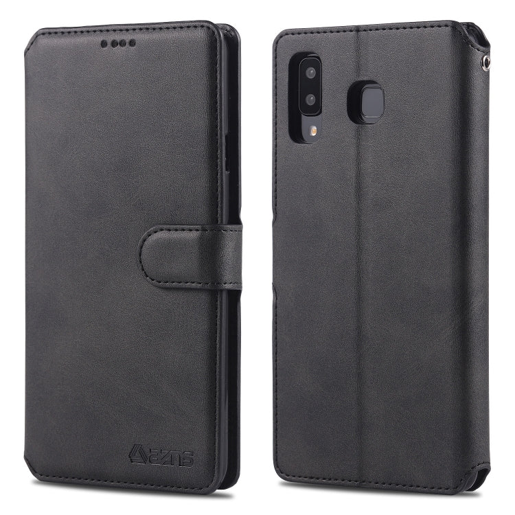 For Galaxy A8 Star / A9 Star AZNS Calf Texture Magnetic Horizontal Flip PU Leather Case with Holder & Card Slots & Photo Frame
