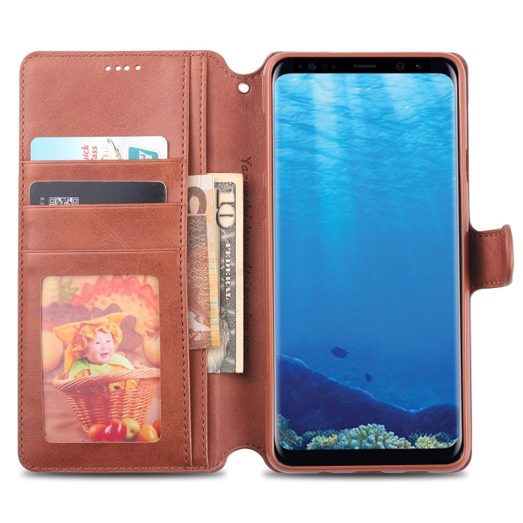 For Galaxy A8 Star / A9 Star AZNS Calf Texture Magnetic Horizontal Flip PU Leather Case with Holder & Card Slots & Photo Frame