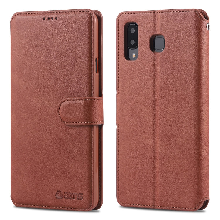 For Galaxy A8 Star / A9 Star AZNS Calf Texture Magnetic Horizontal Flip PU Leather Case with Holder & Card Slots & Photo Frame