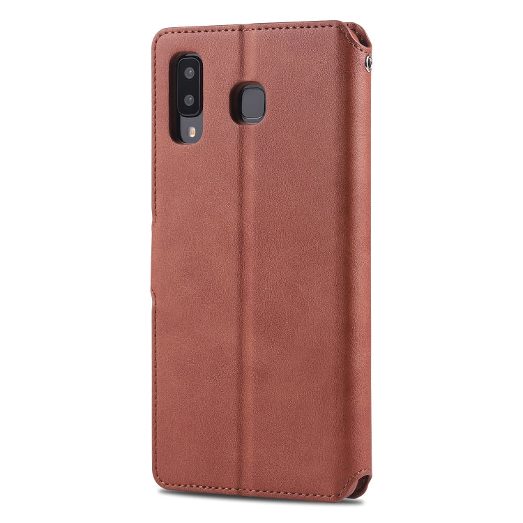 For Galaxy A8 Star / A9 Star AZNS Calf Texture Magnetic Horizontal Flip PU Leather Case with Holder & Card Slots & Photo Frame