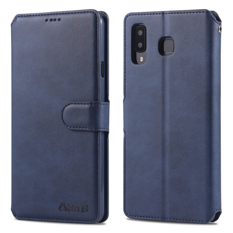 For Galaxy A8 Star / A9 Star AZNS Calf Texture Magnetic Horizontal Flip PU Leather Case with Holder & Card Slots & Photo Frame