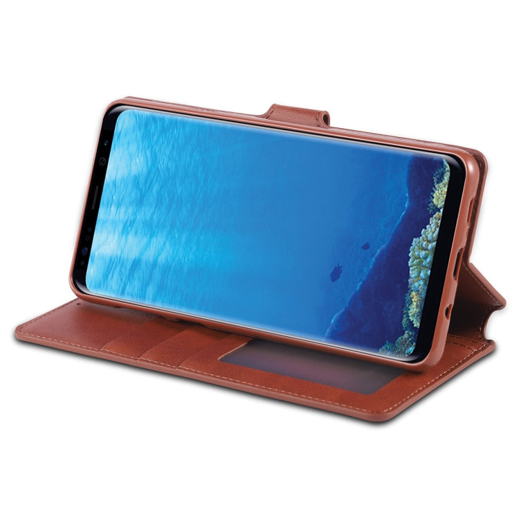 For Galaxy A8 Star / A9 Star AZNS Calf Texture Magnetic Horizontal Flip PU Leather Case with Holder & Card Slots & Photo Frame