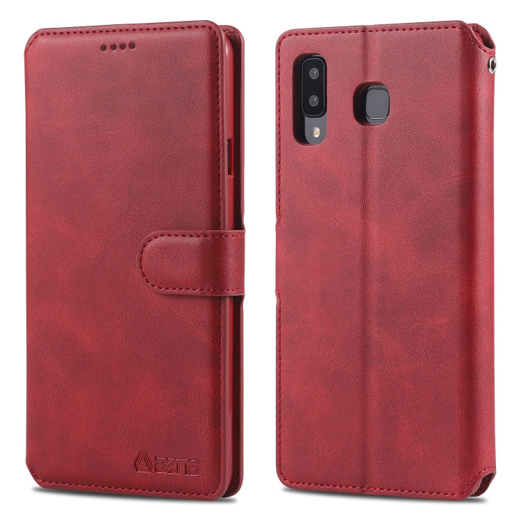 For Galaxy A8 Star / A9 Star AZNS Calf Texture Magnetic Horizontal Flip PU Leather Case with Holder & Card Slots & Photo Frame
