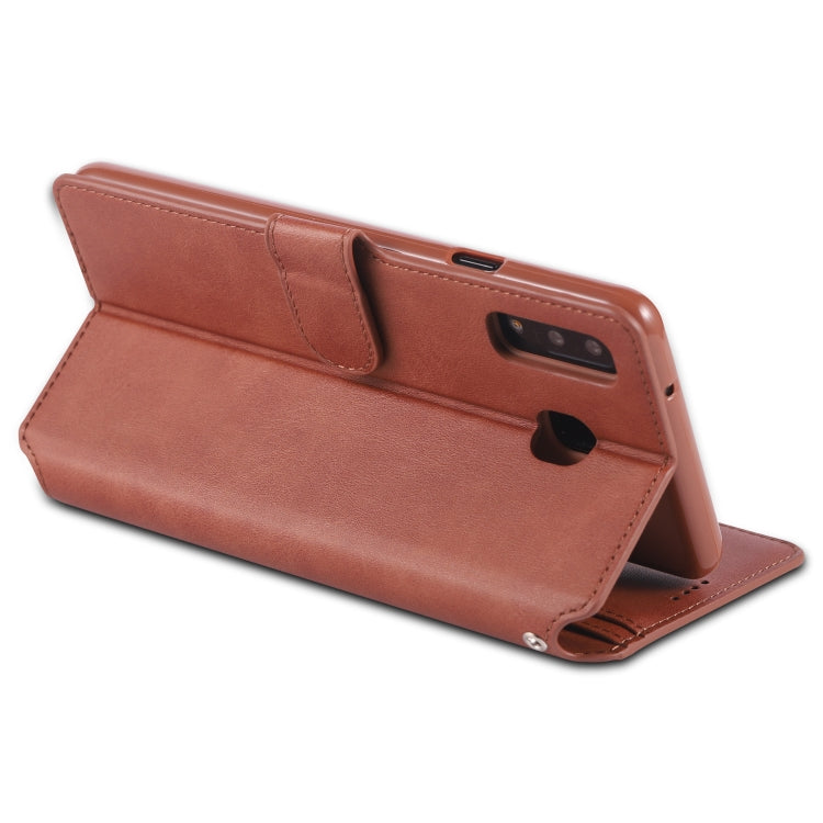 For Galaxy A8 Star / A9 Star AZNS Calf Texture Magnetic Horizontal Flip PU Leather Case with Holder & Card Slots & Photo Frame