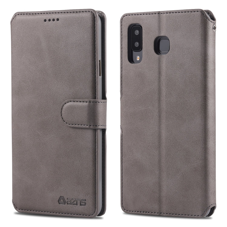 For Galaxy A8 Star / A9 Star AZNS Calf Texture Magnetic Horizontal Flip PU Leather Case with Holder & Card Slots & Photo Frame