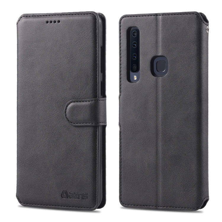 For Galaxy A9 2018 AZNS Calf Texture Magnetic Horizontal Flip PU Leather Case with Holder & Card Slots & Photo Frame