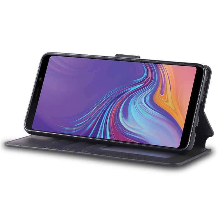 For Galaxy A9 2018 AZNS Calf Texture Magnetic Horizontal Flip PU Leather Case with Holder & Card Slots & Photo Frame