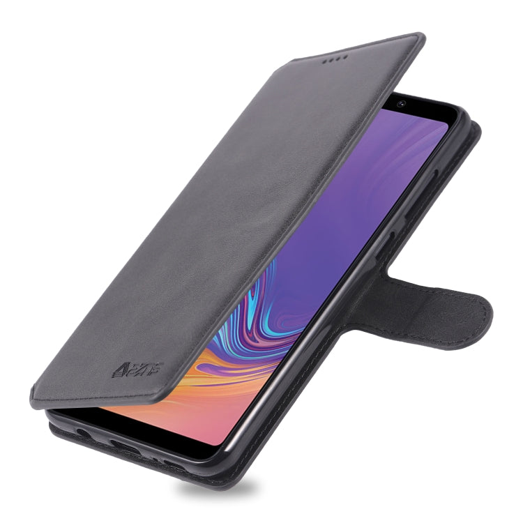 For Galaxy A9 2018 AZNS Calf Texture Magnetic Horizontal Flip PU Leather Case with Holder & Card Slots & Photo Frame
