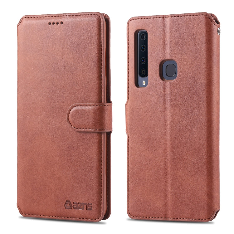 For Galaxy A9 2018 AZNS Calf Texture Magnetic Horizontal Flip PU Leather Case with Holder & Card Slots & Photo Frame