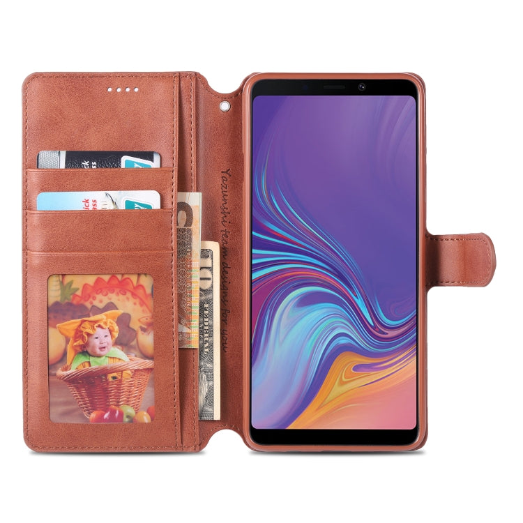 For Galaxy A9 2018 AZNS Calf Texture Magnetic Horizontal Flip PU Leather Case with Holder & Card Slots & Photo Frame
