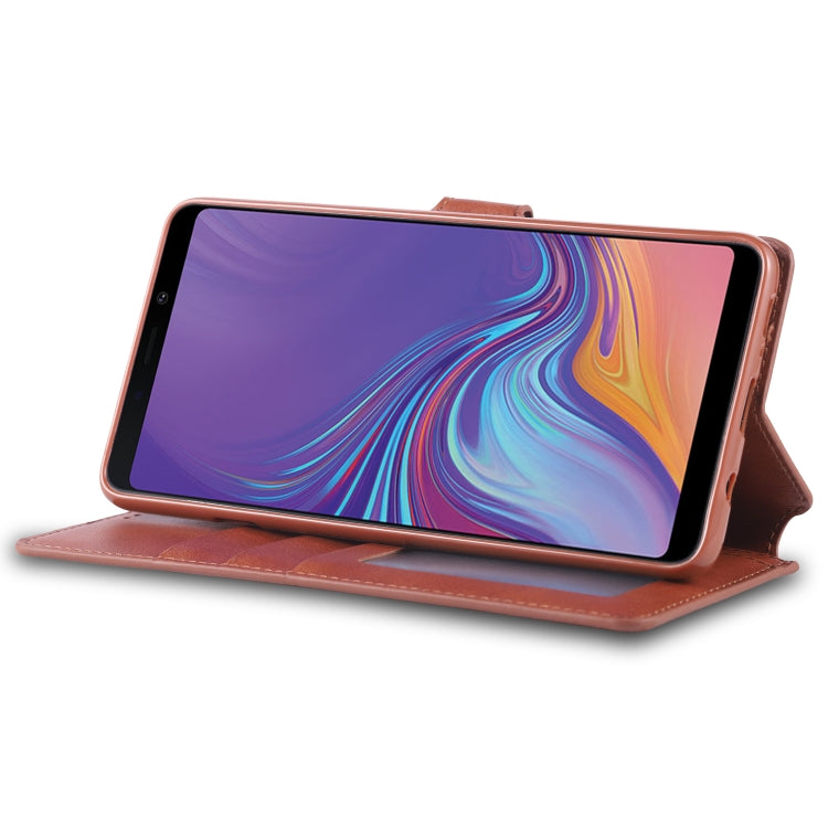 For Galaxy A9 2018 AZNS Calf Texture Magnetic Horizontal Flip PU Leather Case with Holder & Card Slots & Photo Frame