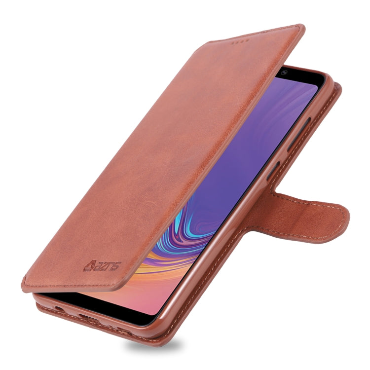 For Galaxy A9 2018 AZNS Calf Texture Magnetic Horizontal Flip PU Leather Case with Holder & Card Slots & Photo Frame