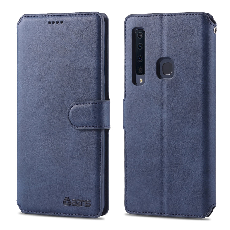 For Galaxy A9 2018 AZNS Calf Texture Magnetic Horizontal Flip PU Leather Case with Holder & Card Slots & Photo Frame