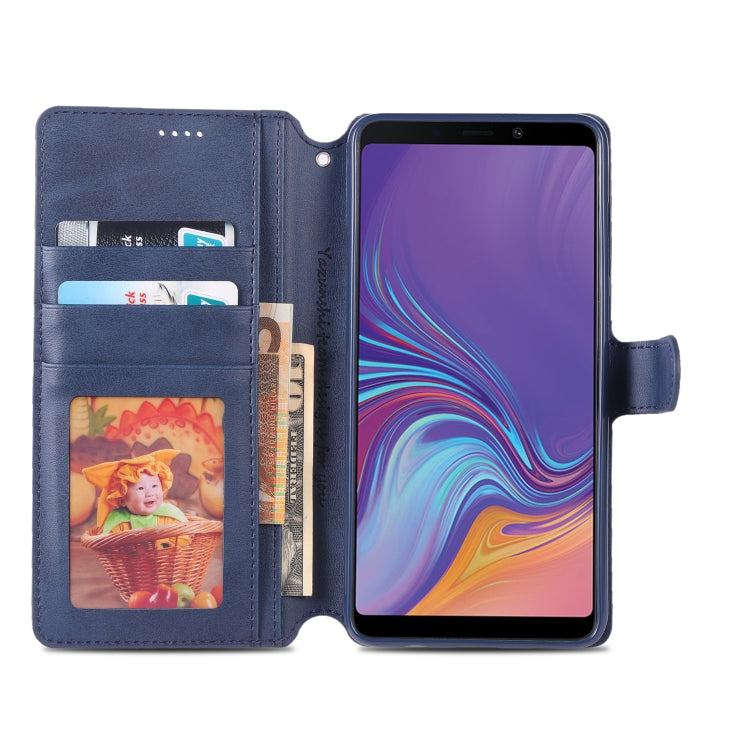 For Galaxy A9 2018 AZNS Calf Texture Magnetic Horizontal Flip PU Leather Case with Holder & Card Slots & Photo Frame