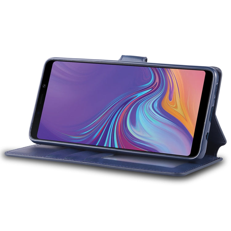 For Galaxy A9 2018 AZNS Calf Texture Magnetic Horizontal Flip PU Leather Case with Holder & Card Slots & Photo Frame