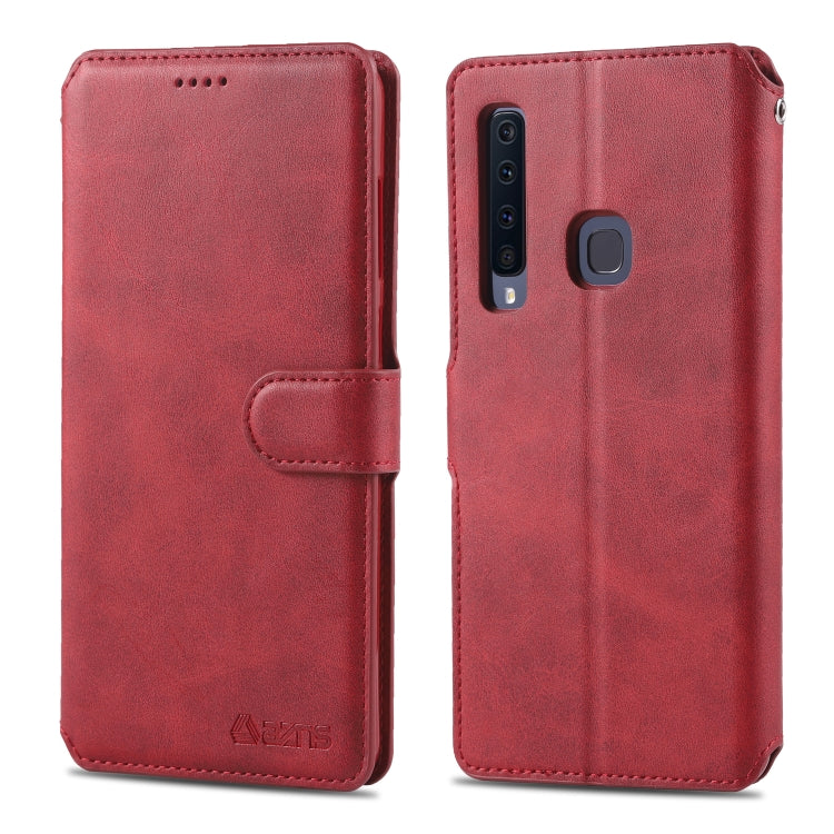 For Galaxy A9 2018 AZNS Calf Texture Magnetic Horizontal Flip PU Leather Case with Holder & Card Slots & Photo Frame