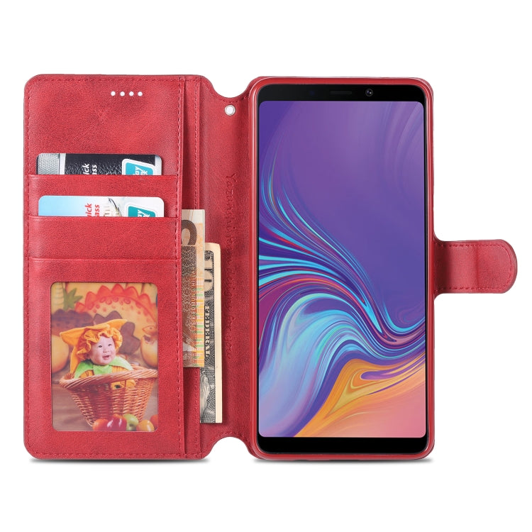For Galaxy A9 2018 AZNS Calf Texture Magnetic Horizontal Flip PU Leather Case with Holder & Card Slots & Photo Frame