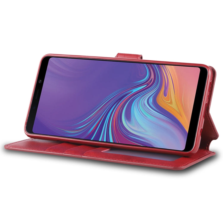 For Galaxy A9 2018 AZNS Calf Texture Magnetic Horizontal Flip PU Leather Case with Holder & Card Slots & Photo Frame
