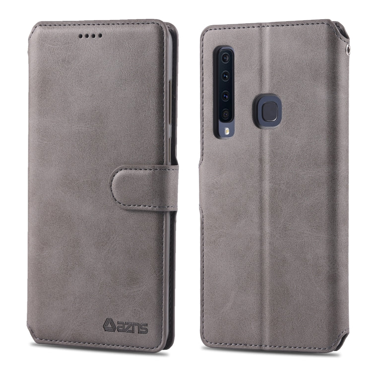 For Galaxy A9 2018 AZNS Calf Texture Magnetic Horizontal Flip PU Leather Case with Holder & Card Slots & Photo Frame
