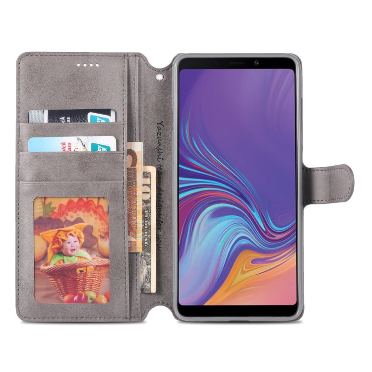 For Galaxy A9 2018 AZNS Calf Texture Magnetic Horizontal Flip PU Leather Case with Holder & Card Slots & Photo Frame