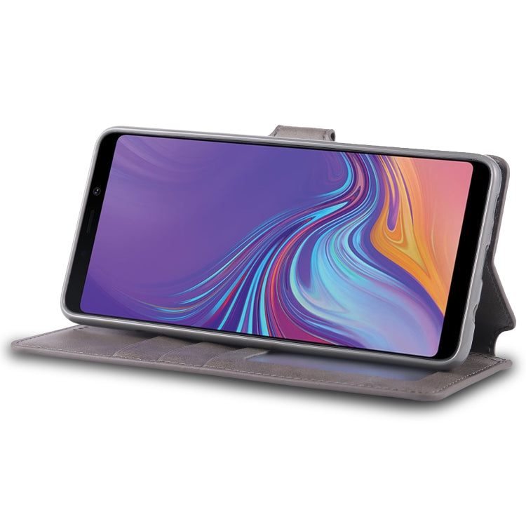 For Galaxy A9 2018 AZNS Calf Texture Magnetic Horizontal Flip PU Leather Case with Holder & Card Slots & Photo Frame