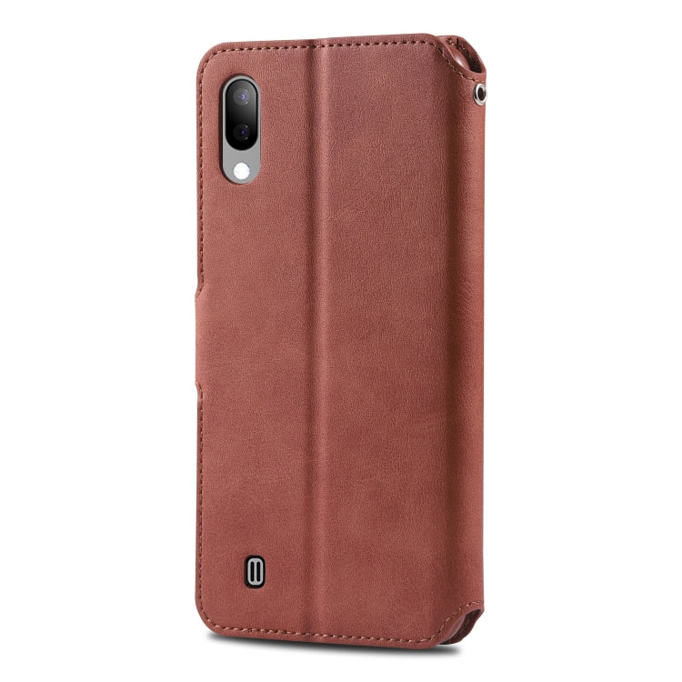 For Galaxy A10 / M10 AZNS Calf Texture Magnetic Horizontal Flip PU Leather Case with Holder & Card Slots & Photo Frame