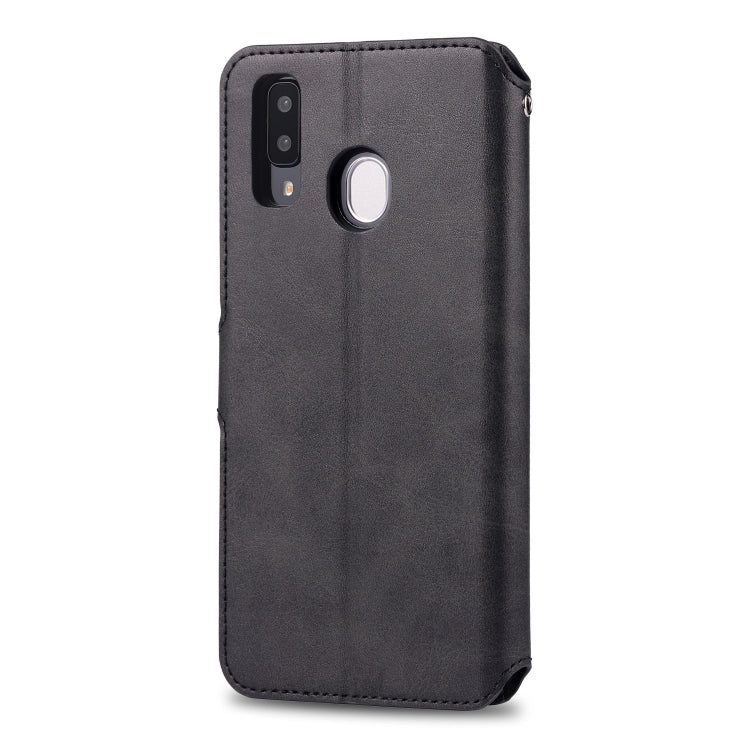 For  Galaxy A20e  AZNS Calf Texture Magnetic Horizontal Flip PU Leather Case with Holder & Card Slots & Photo Frame