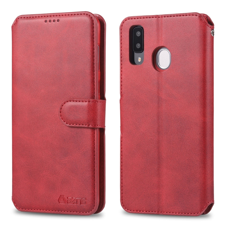 For  Galaxy A20e  AZNS Calf Texture Magnetic Horizontal Flip PU Leather Case with Holder & Card Slots & Photo Frame