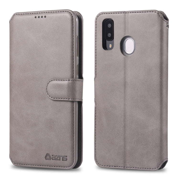 For  Galaxy A20e  AZNS Calf Texture Magnetic Horizontal Flip PU Leather Case with Holder & Card Slots & Photo Frame