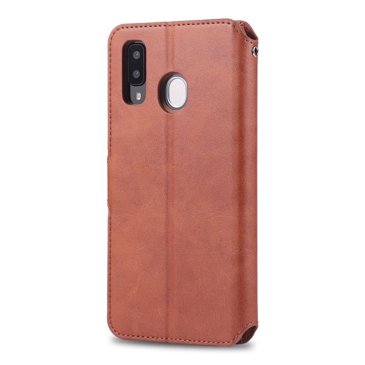 For Galaxy A30 / A20 AZNS Calf Texture Magnetic Horizontal Flip PU Leather Case with Holder & Card Slots & Photo Frame