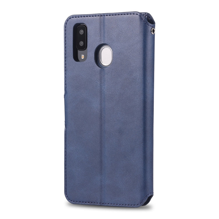 For Galaxy A30 / A20 AZNS Calf Texture Magnetic Horizontal Flip PU Leather Case with Holder & Card Slots & Photo Frame