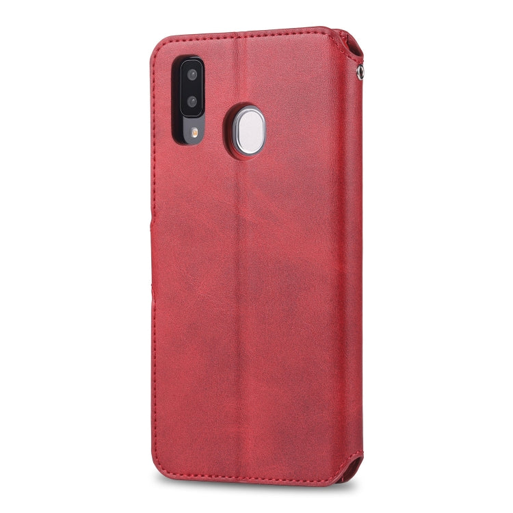 For Galaxy A30 / A20 AZNS Calf Texture Magnetic Horizontal Flip PU Leather Case with Holder & Card Slots & Photo Frame