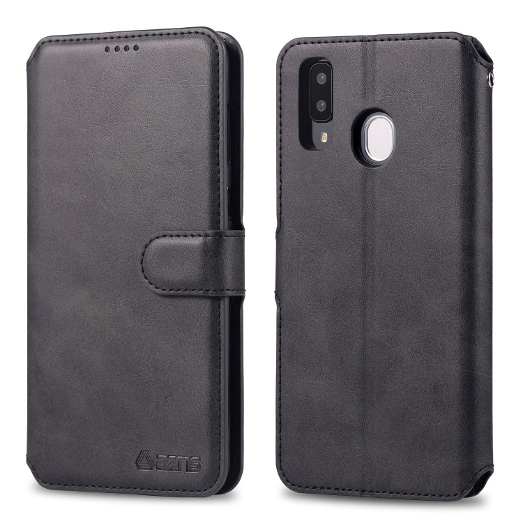 For Galaxy A40 AZNS Calf Texture Magnetic Horizontal Flip PU Leather Case with Holder & Card Slots & Photo Frame