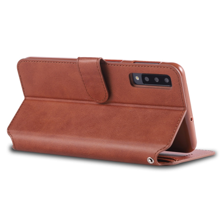 For Galaxy A50 AZNS Calf Texture Magnetic Horizontal Flip PU Leather Case with Holder & Card Slots & Photo Frame