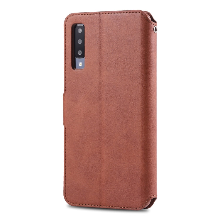 For Galaxy A50 AZNS Calf Texture Magnetic Horizontal Flip PU Leather Case with Holder & Card Slots & Photo Frame