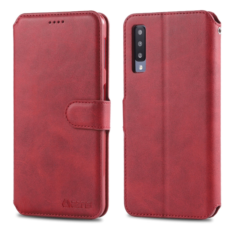For Galaxy A50 AZNS Calf Texture Magnetic Horizontal Flip PU Leather Case with Holder & Card Slots & Photo Frame