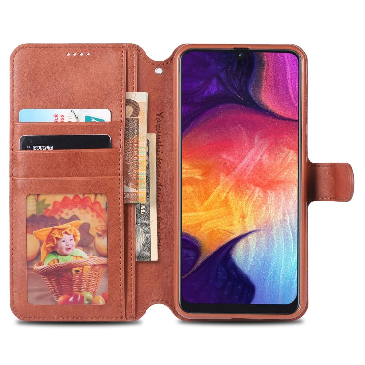For Galaxy A50 AZNS Calf Texture Magnetic Horizontal Flip PU Leather Case with Holder & Card Slots & Photo Frame