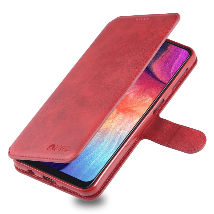For Galaxy A50 AZNS Calf Texture Magnetic Horizontal Flip PU Leather Case with Holder & Card Slots & Photo Frame