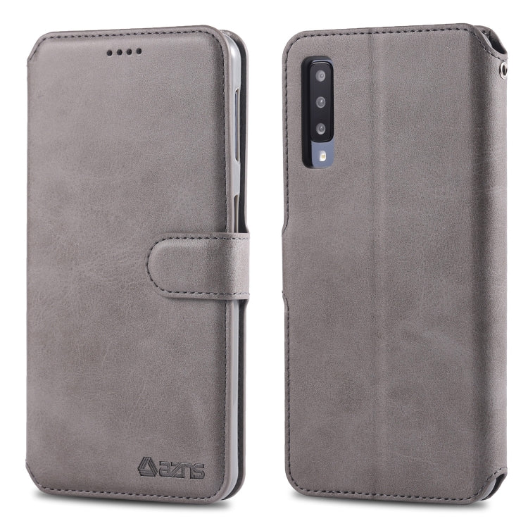 For Galaxy A50 AZNS Calf Texture Magnetic Horizontal Flip PU Leather Case with Holder & Card Slots & Photo Frame