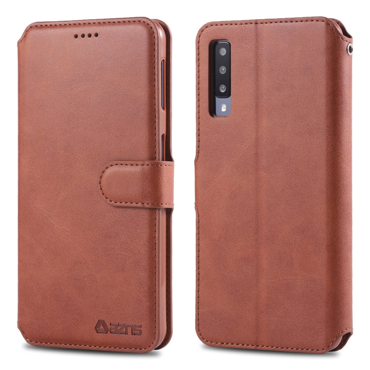 For Galaxy A70 / A7 2019 AZNS Calf Texture Magnetic Horizontal Flip PU Leather Case with Holder & Card Slots & Photo Frame