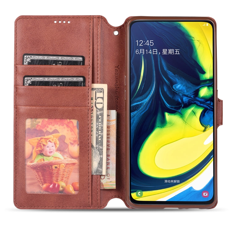 For Galaxy A80 / A90 AZNS Calf Texture Magnetic Horizontal Flip PU Leather Case with Holder & Card Slots & Photo Frame