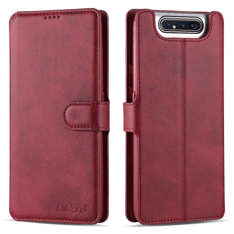 For Galaxy A80 / A90 AZNS Calf Texture Magnetic Horizontal Flip PU Leather Case with Holder & Card Slots & Photo Frame