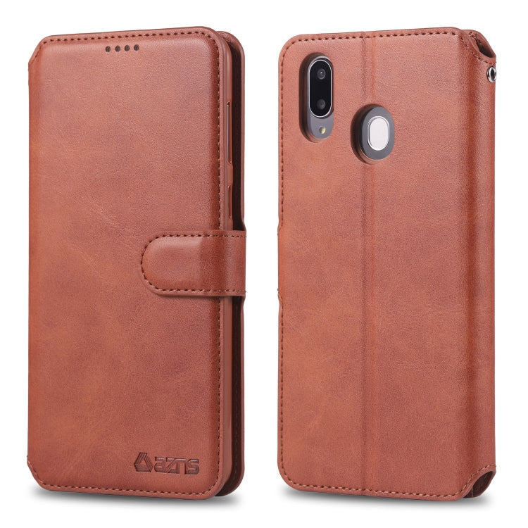 For Galaxy M20 AZNS Calf Texture Magnetic Horizontal Flip PU Leather Case with Holder & Card Slots & Photo Frame