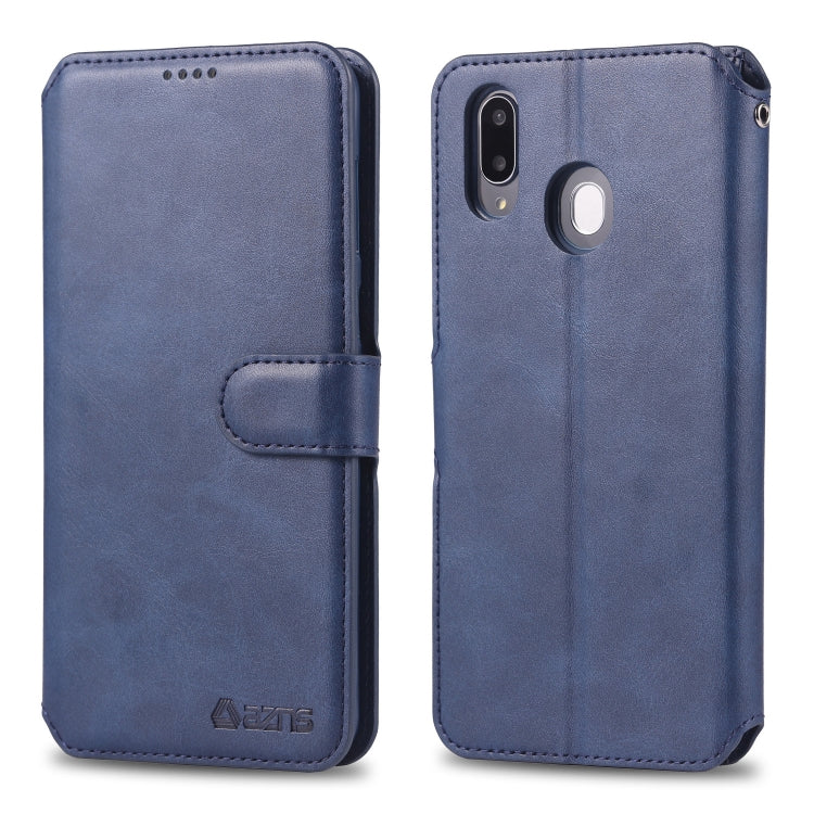 For Galaxy M20 AZNS Calf Texture Magnetic Horizontal Flip PU Leather Case with Holder & Card Slots & Photo Frame